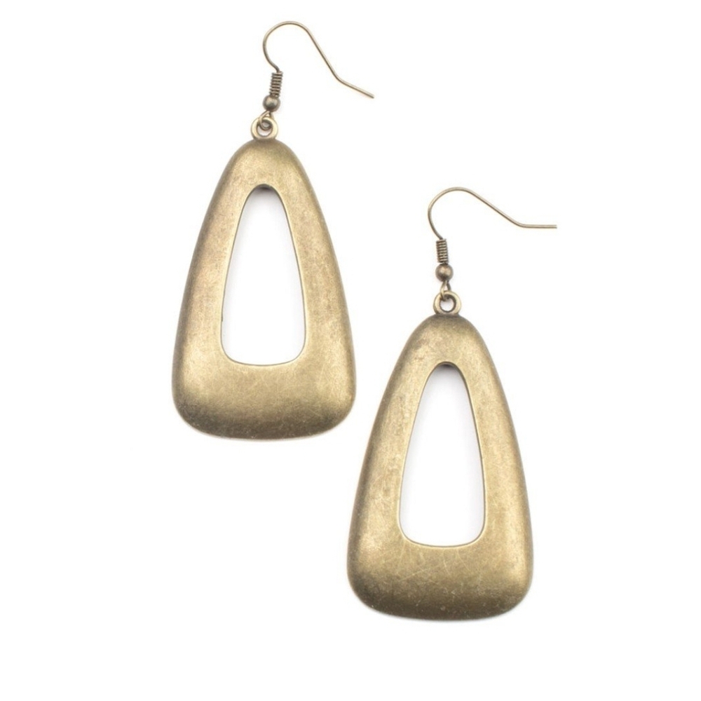 Irresistibly Industrial Brass Earrings Dangling Jewelry Paparazzi Chic Fashion